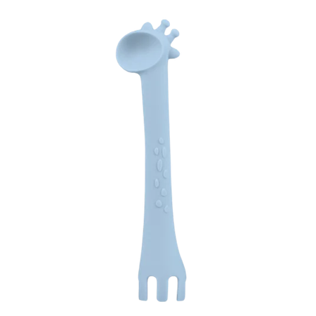 Kikka Boo Silicone Giraffe Spoon With Fork – Blauw