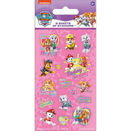 Paw Patrol Roze Party Stickers 6 Vellen