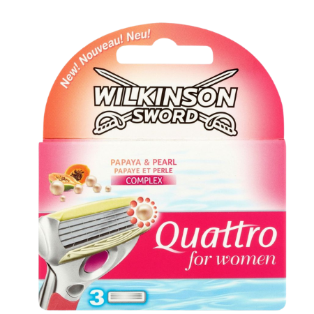 Wilkinson Sword Quattro Vrouwen Scheermesjes Papaja & Perzik - 3 stuks