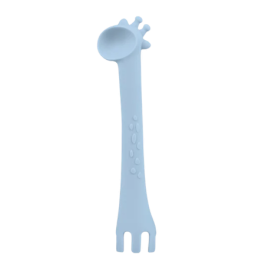 Kikka Boo Silicone Giraffe Spoon With Fork – Blauw