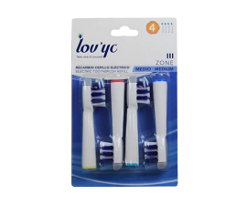 Lov'yc III Zone Tandenborstelkoppen voor Elektrische Tandenborstel Medium - 4 stuks