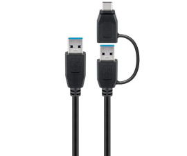 Goobay USB 3.0 kabel met USB-A naar USB-C adapter zwart - 0 5 meter