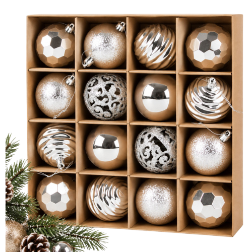 Champagnegouden & Zilverkleurige Kerstballen voor Kerstboom - 6 cm - 16 Pcs